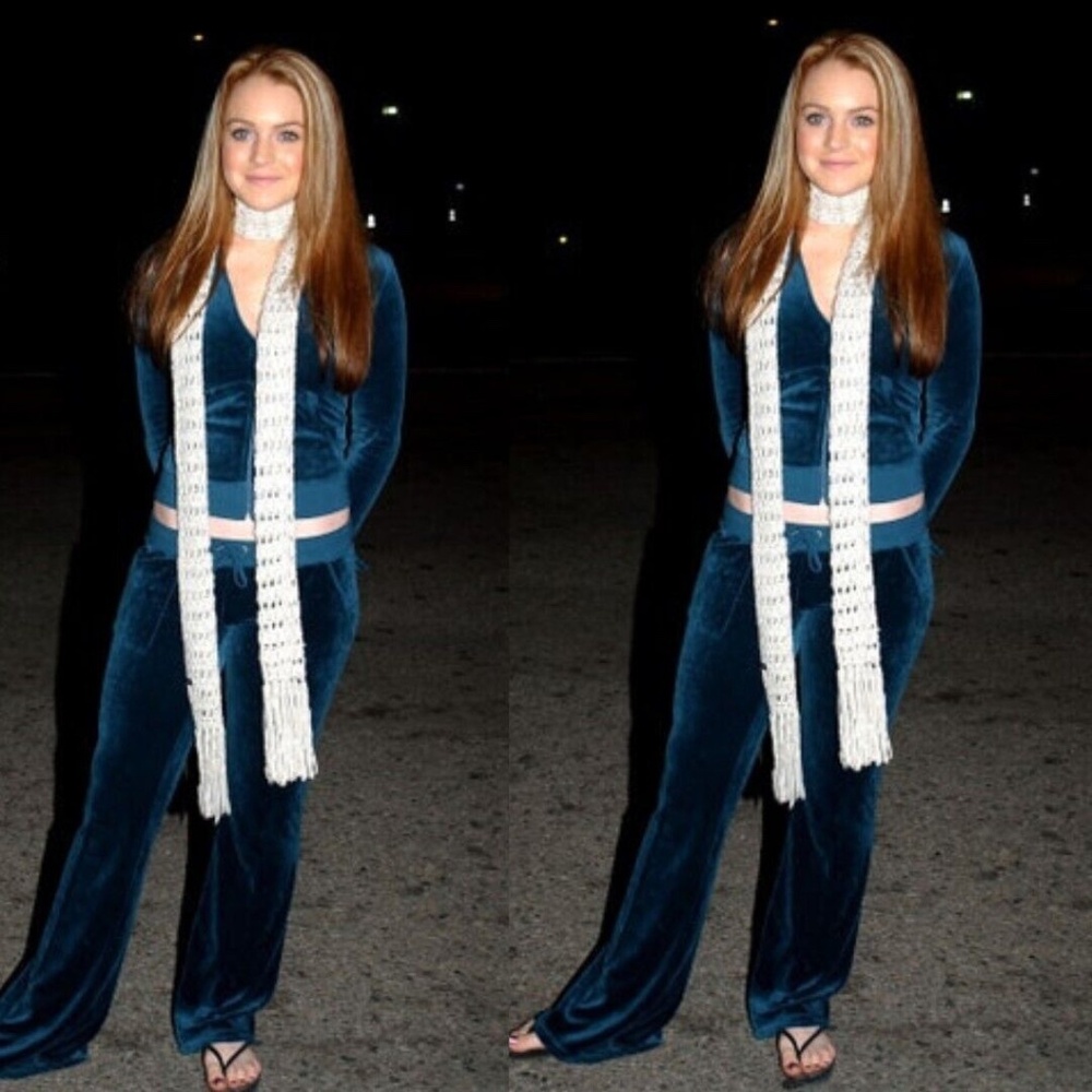 Vintage Juicy Couture TrackSuit Matching Set Large Jacket Pants Flared Pockets